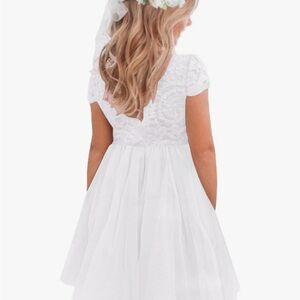 White Lace Flower Girl Dress